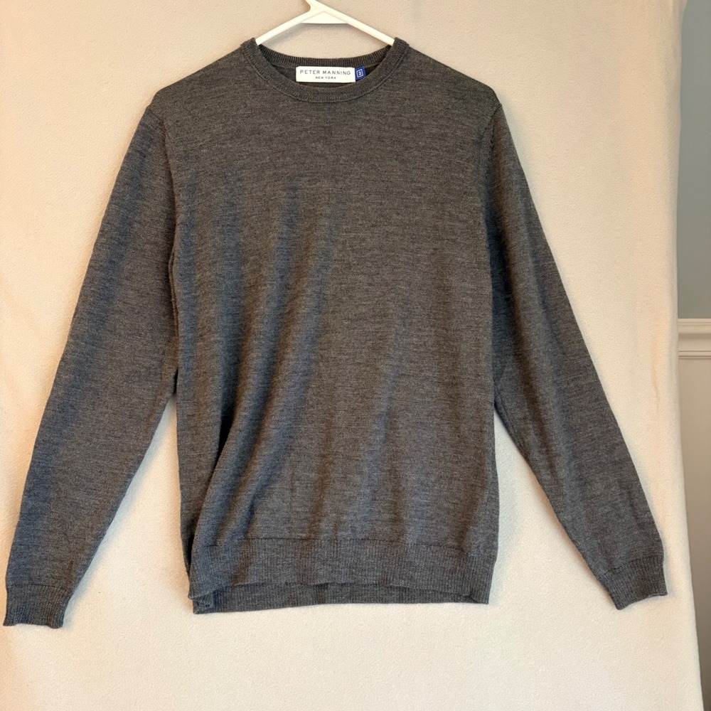 Peter Manning NYC Mens 100% Merino Wool Crewneck Sweater Charcoal Grey Size 2